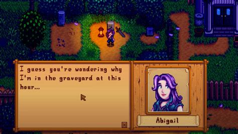 Who has a crush on Abigail Stardew Valley?