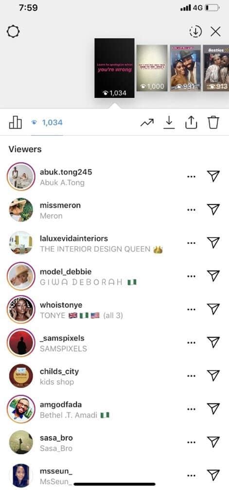 Who is at the top of the viewers list on Instagram?