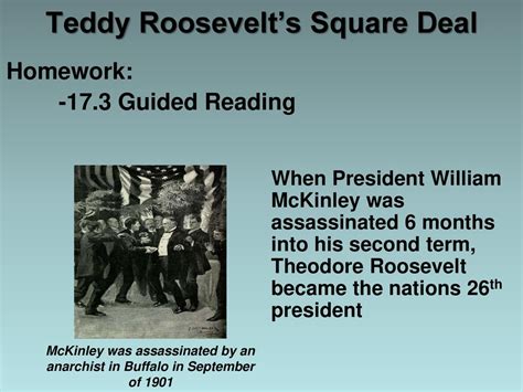 Who was assassinated in 1901 by an anarchist replaced by Teddy Roosevelt?