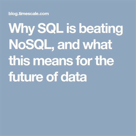 Why SQL is beating NoSQL?