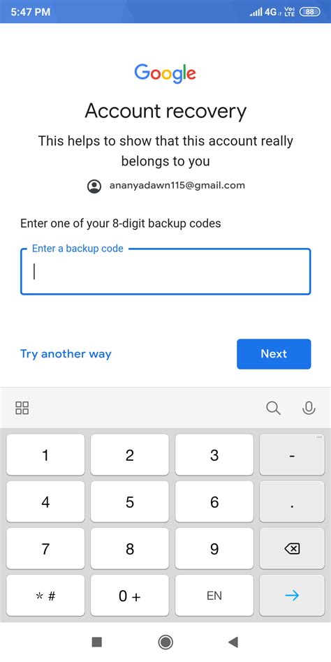 Why am I not getting my Google recovery code?