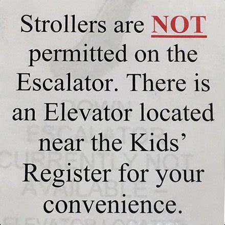 Why are strollers not allowed on escalators?