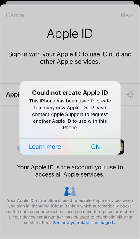 Why can't I create an Apple ID?