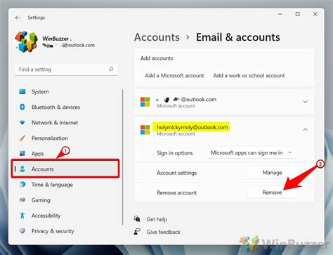 Why can't I remove a Microsoft account from my laptop?