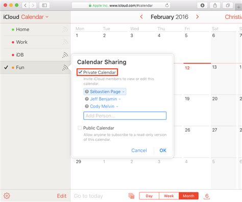 Why can't I share my iCloud Calendar?