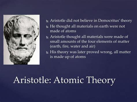 Why did Aristotle not believe in atoms?