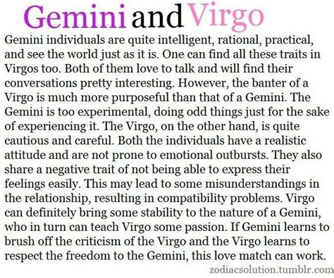 Why do Geminis love Virgos?