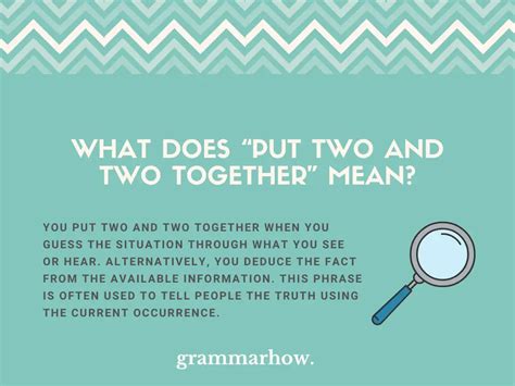 Why do people say put 2 and 2 together?