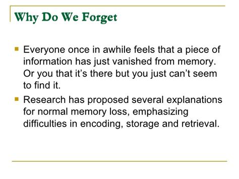 Why do we forget?