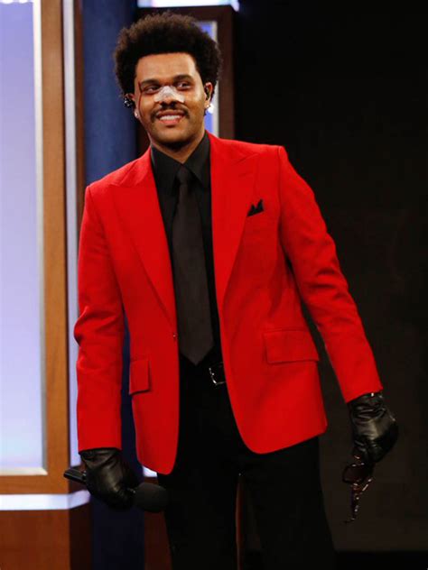 Why does The Weeknd always wear a red suit?