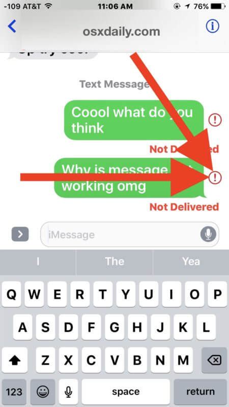 Why does a message fail to send on iPhone?