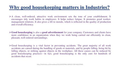 Why does good housekeeping matter?