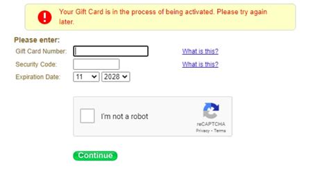 Why does it say my gift card is in the process of being activated?