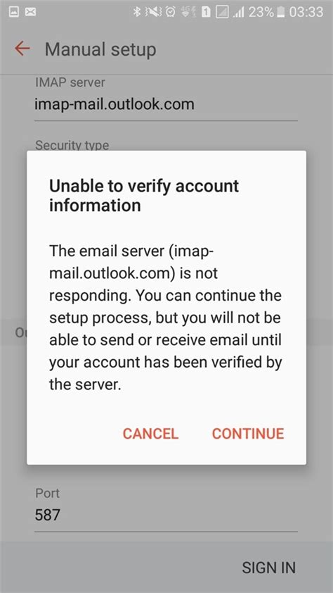 Why is Outlook not accepting IMAP?