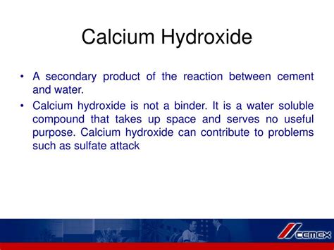 Why is calcium hydroxide bad for concrete?