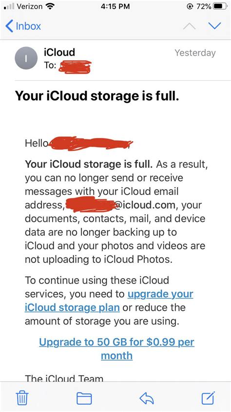 Why is my storage full when I pay for iCloud?