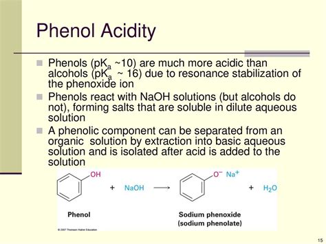 Why is phenyl more acidic than alcohol?