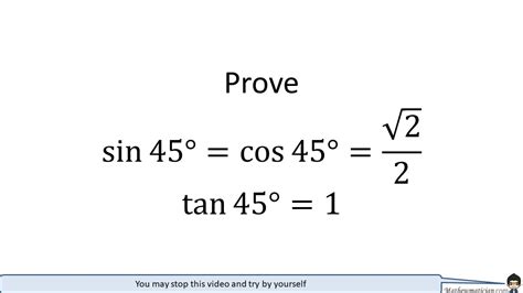 Why is sin 45 root 2?