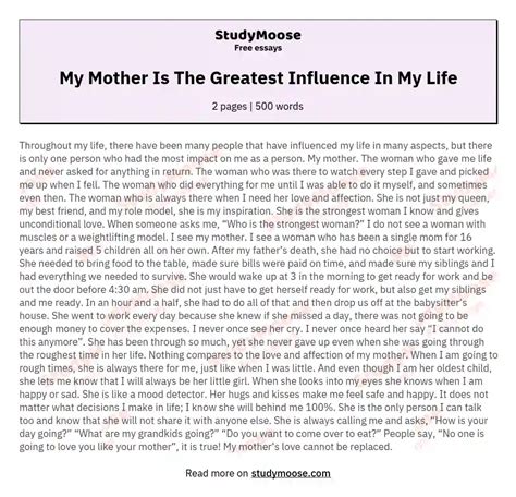 Why is your mom your biggest influence?