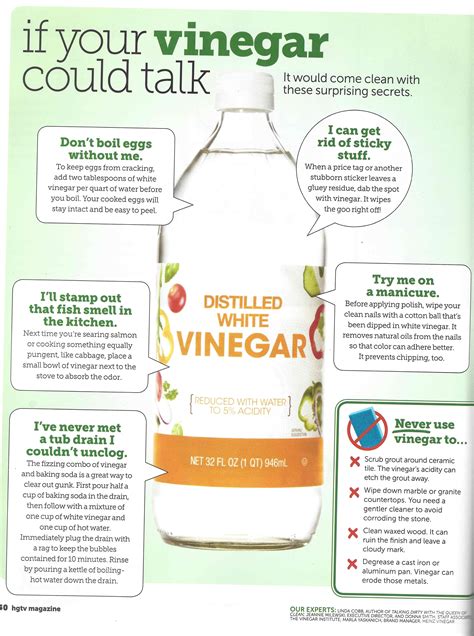 Why should the use of distilled vinegar be avoided?