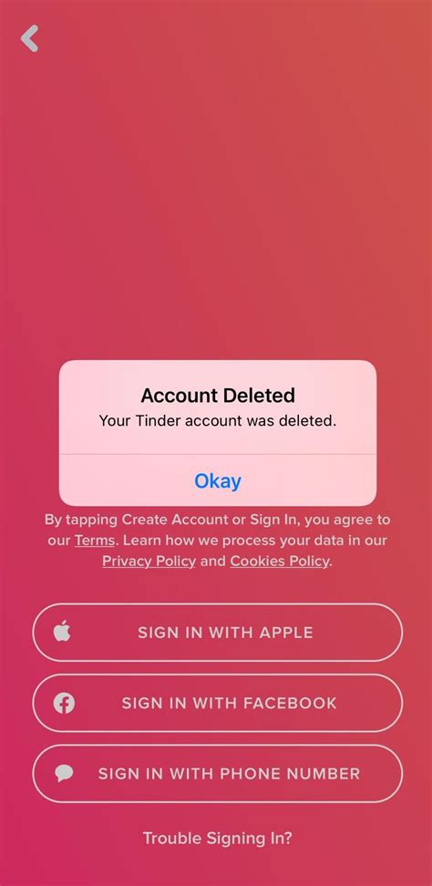Why was Tinder account deleted?